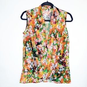 Kut from the Cloth Deep V sleeveless Floral Tank